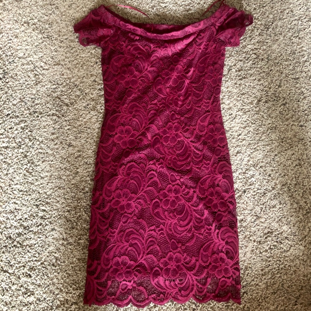 Maroon Lace Knee High dress